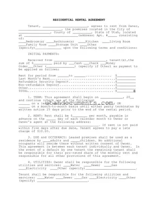 Blank Agreement Utah Form