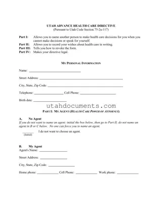 Blank Utah Advance Health Care Form