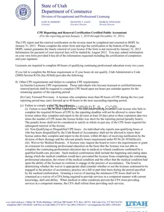 Blank Utah Cpe Reporting Form