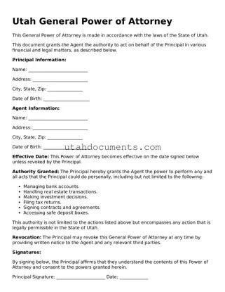 Attorney-Approved  General Power of Attorney Document for Utah