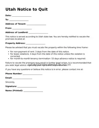 Attorney-Approved  Notice to Quit Document for Utah