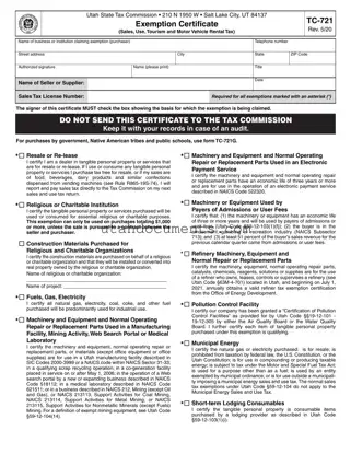 Blank Utah Tax Exemption Form