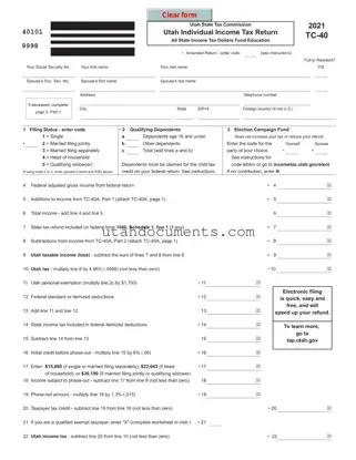 Blank Utah Tc 40 Form