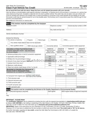 Blank Utah Tc 40V Form