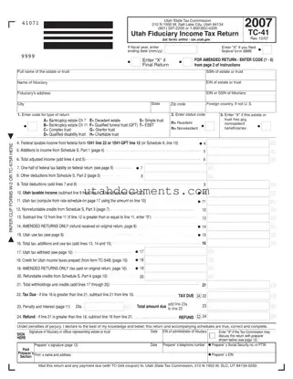 Blank Utah Tc 41 Form