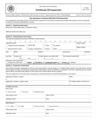 Blank Utah Tc 661 Form