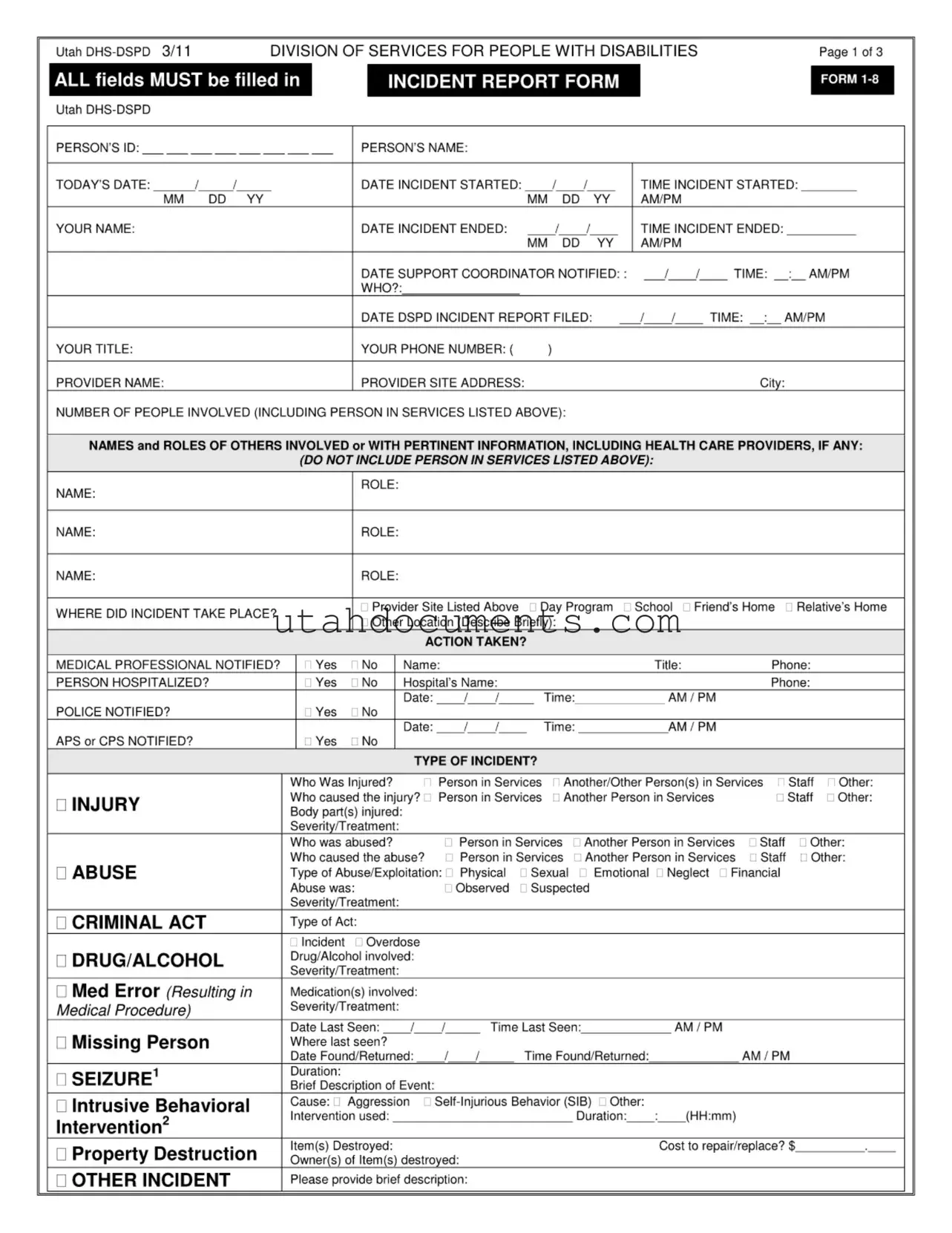 Blank Utah 1 8 Form