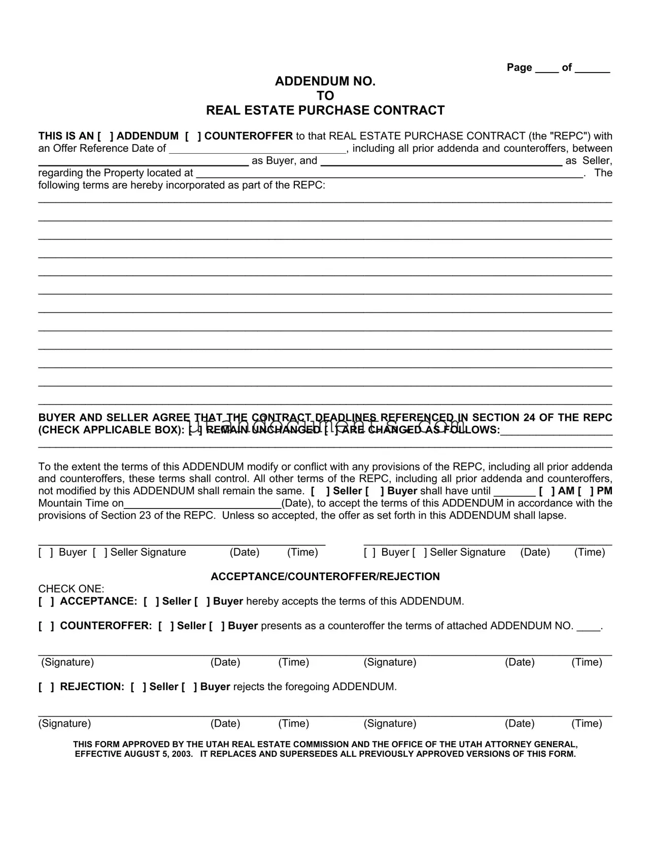 Blank Utah Real Estate Form