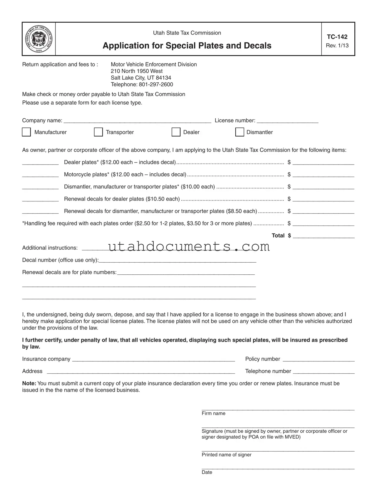 Blank Utah Tc 142 Form