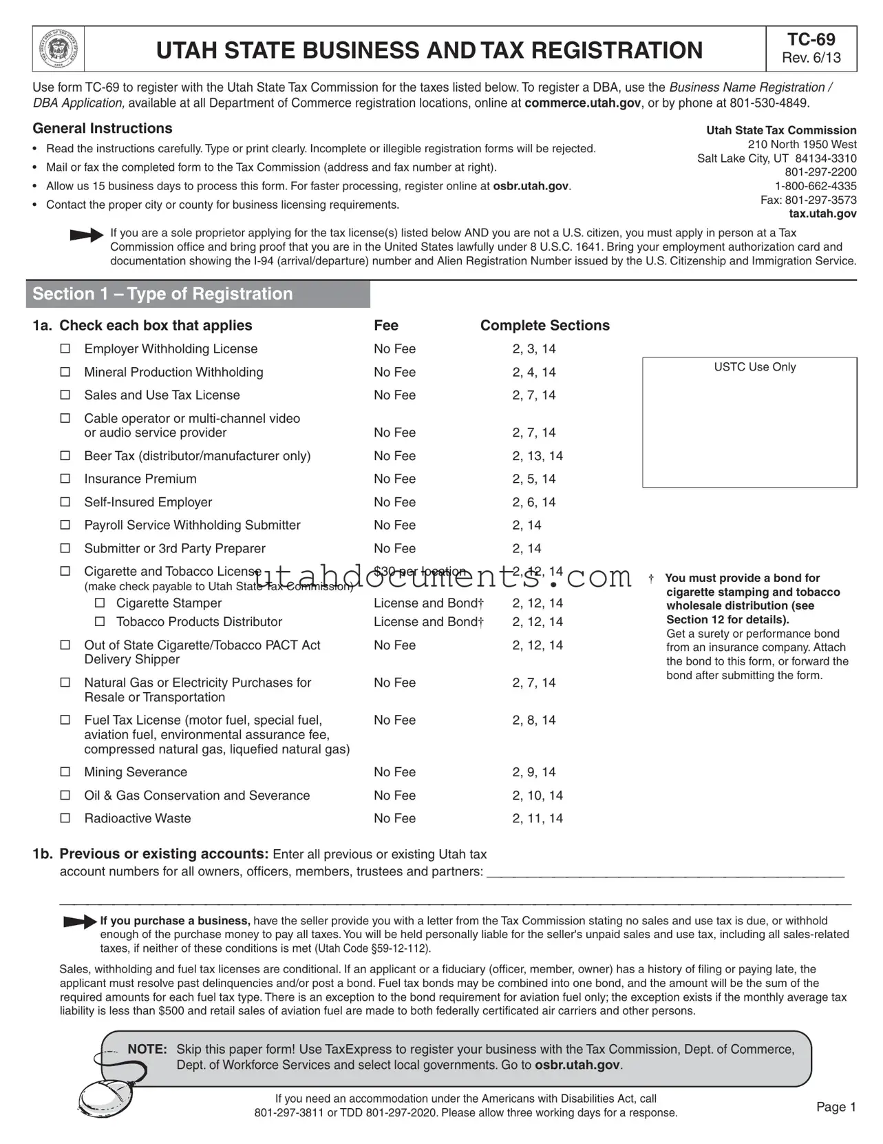 Blank Utah Tc 69 Form