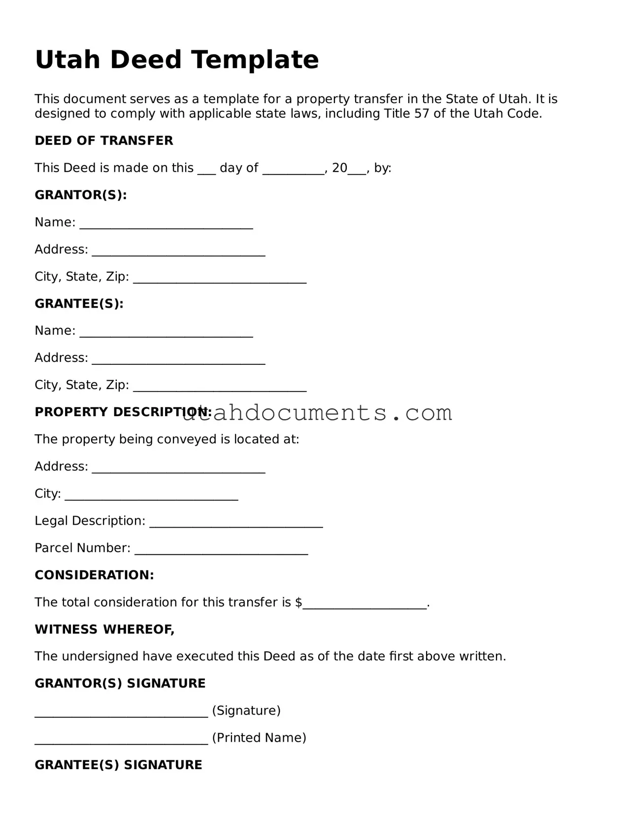 Attorney-Approved  Deed Document for Utah